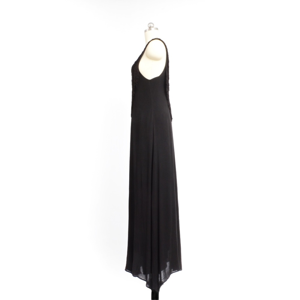 MARA HOFFMAN Black V Neck Fringe Trim Maxi Dress - Picture 6 of 9